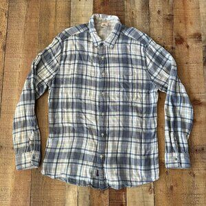 Faherty Reversible Plaid Long-Sleeve Shirt XL Cotton Blend Blue/White/gray